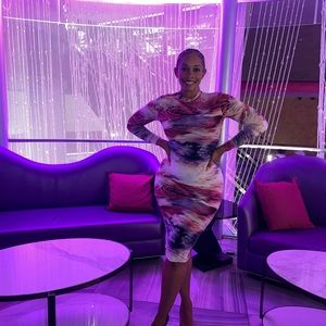 Multi color midi bodycon dress